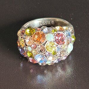 Fossil Large Dome w Multicolor Rhinestones Size 8